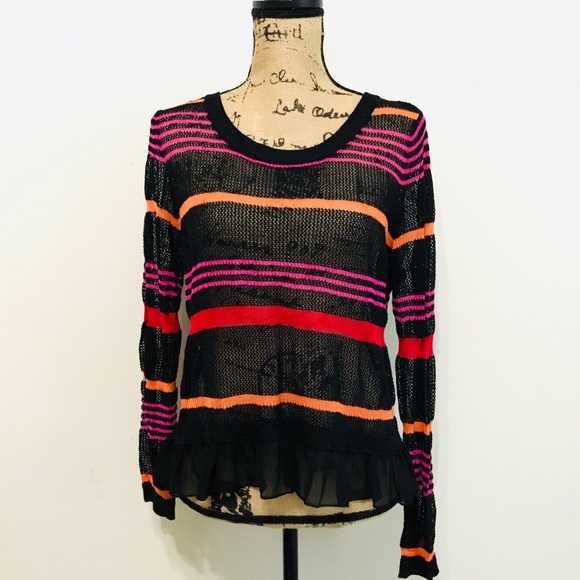 Anthropologie Sweaters - Anthropologie Long Sleeve Knit Top with Ruffle Hem.